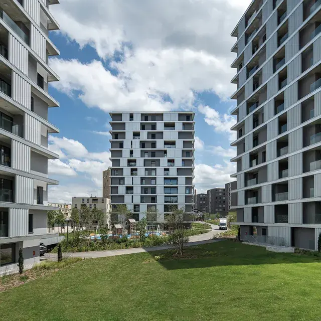 Vista general del edificio residencial Parc de la Fonderie